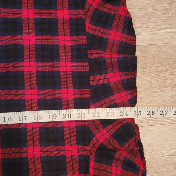 WHITE BIRCH Top Womens L Flannel Plaid Ruffle Hem Bell Sleeve Boho Cottagecore - Picture 9 of 10